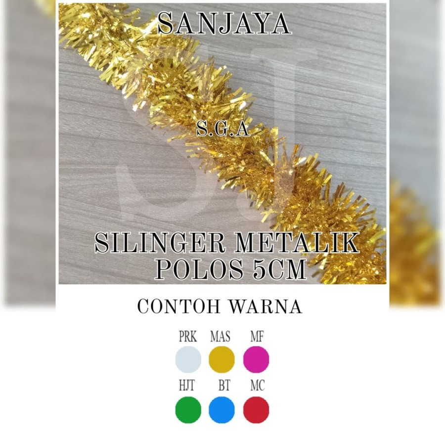 Slinger / Tinsel / Rumbai Hiasan Pohon Natal Warna Warni / Garland Tinsel / Slinger Metalik Polos 5 Cm