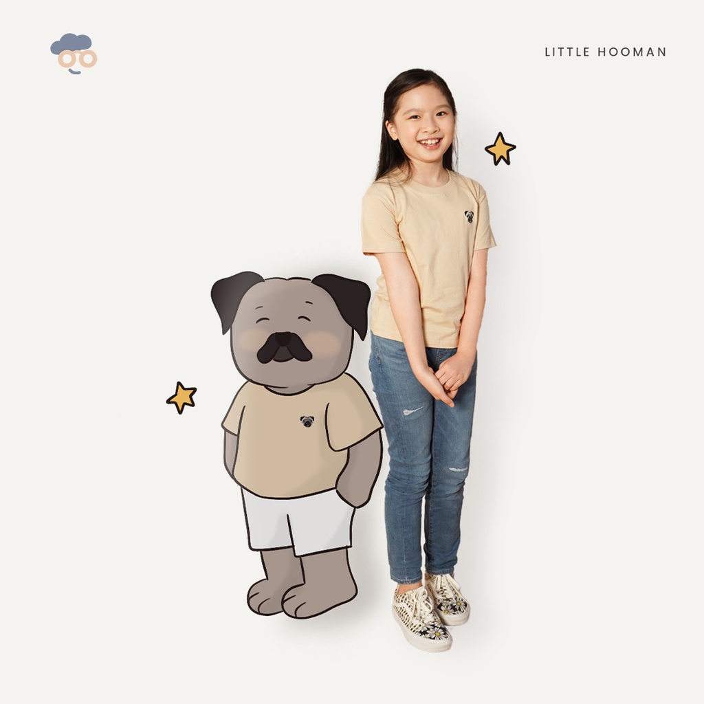 

LITTLE HOOMAN T-shirt Pug in Beige - Unisex