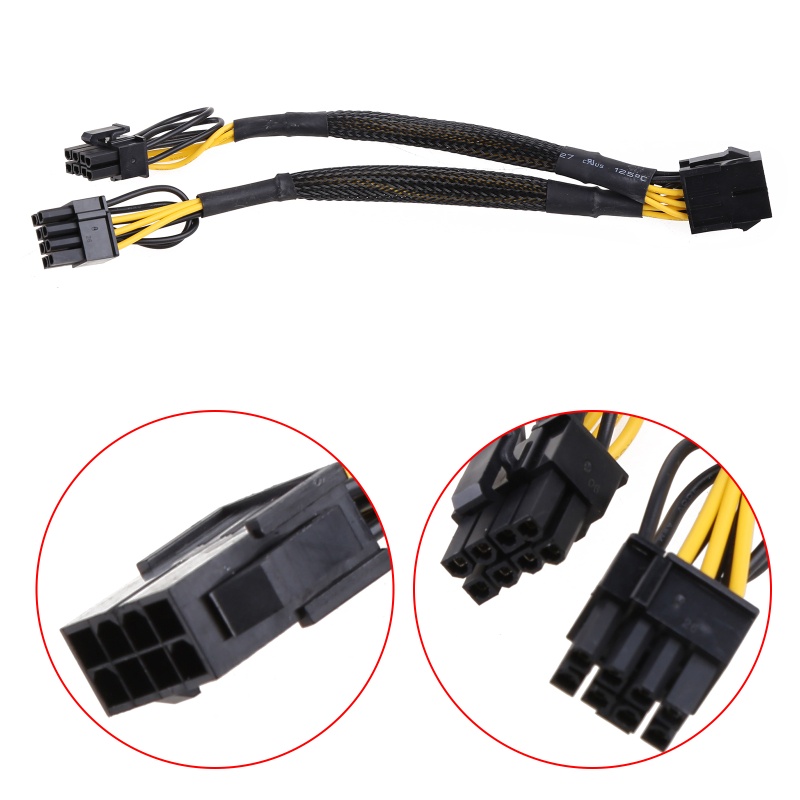 Btsg 8Pin PCIe Splitter Kabel Power PCI-e 8Pin Female Ke Dual8 (6+2) Pin Male Adapter