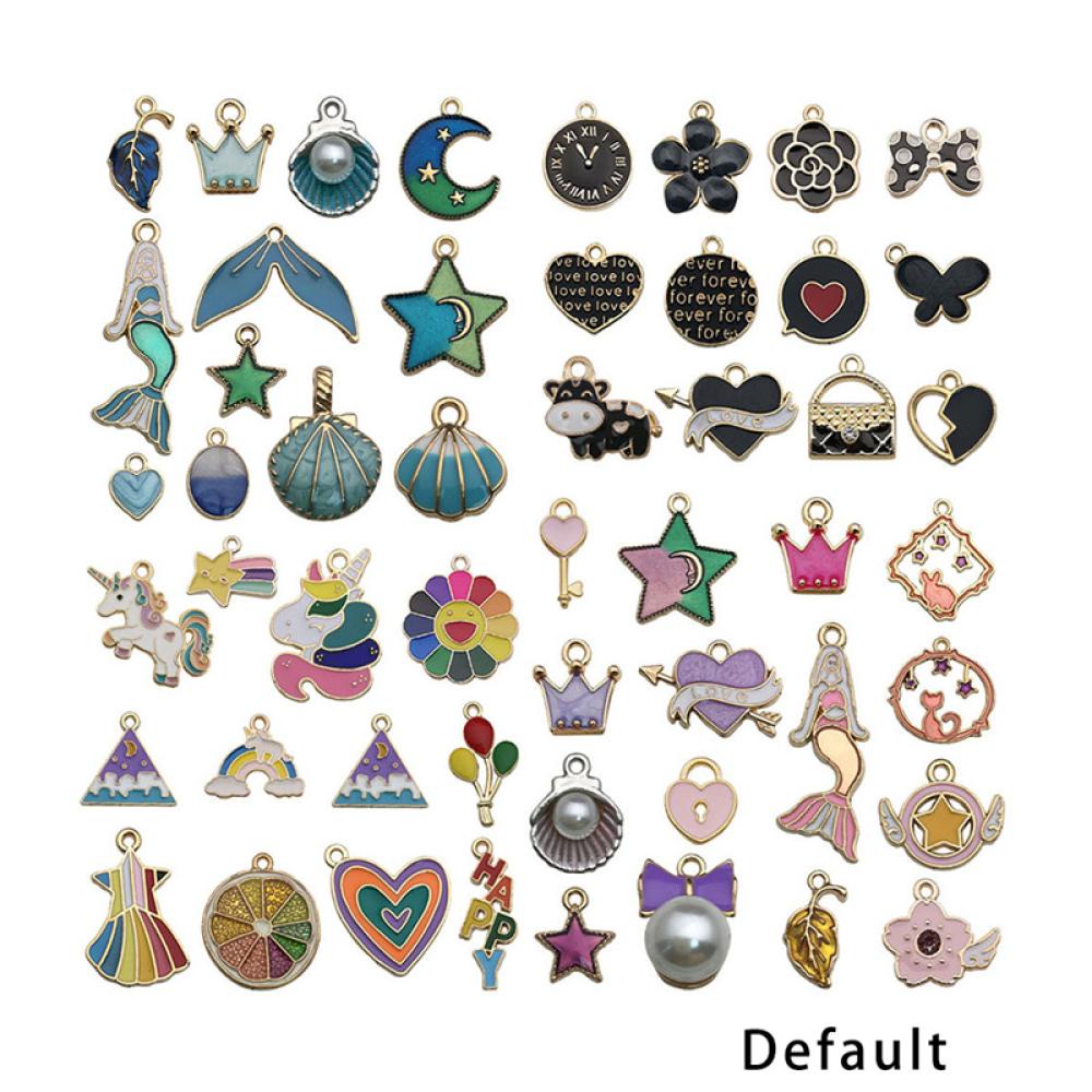 Timekey 50pcs Charms Enamel Aneka Bentuk Untuk DIY Kalunggelanganting K5U2