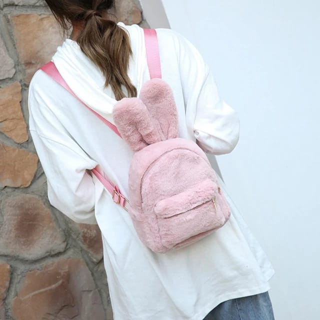 Abraar Kadabra Tas Ransel Bulu - Ransel Bahan Bulu Import Korea Tas Perempuan Bunny BULR FurBeauty BISA COD