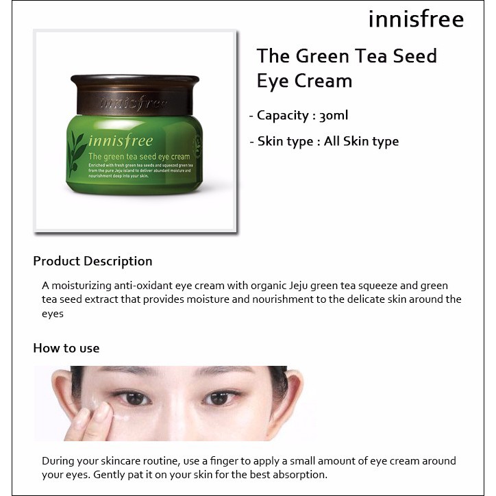 Ternyata Manfaat Innisfree Green Tea Seed Eye Cream 