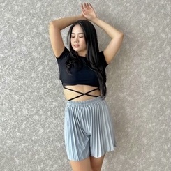 𝐒𝐀𝐍𝐃𝐀𝐍𝐆𝟏𝟐𝟗 Celana Hotpant Plisket Wanita Terbaru Model Korea Santai Rumahan Celana Pendek Wanita – C