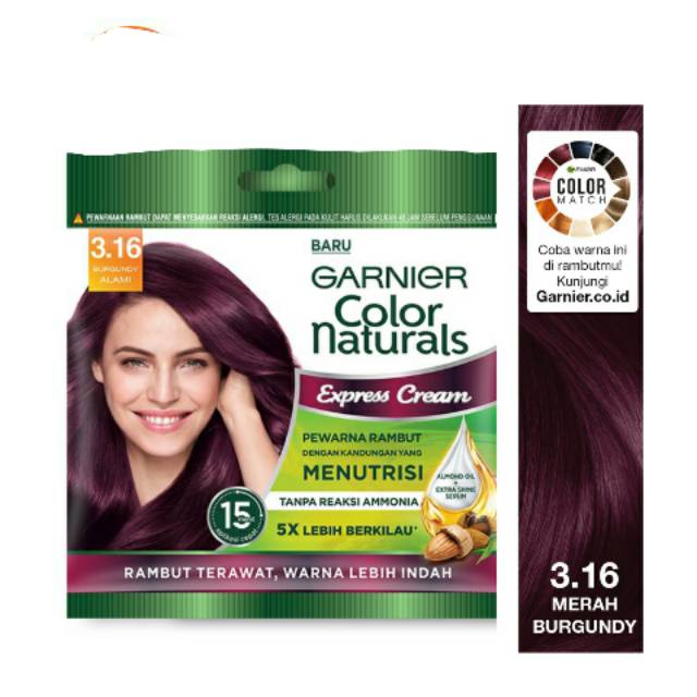  Garnier  Hair Color Naturals 3 16  Merah Burgundy  Kemasan 