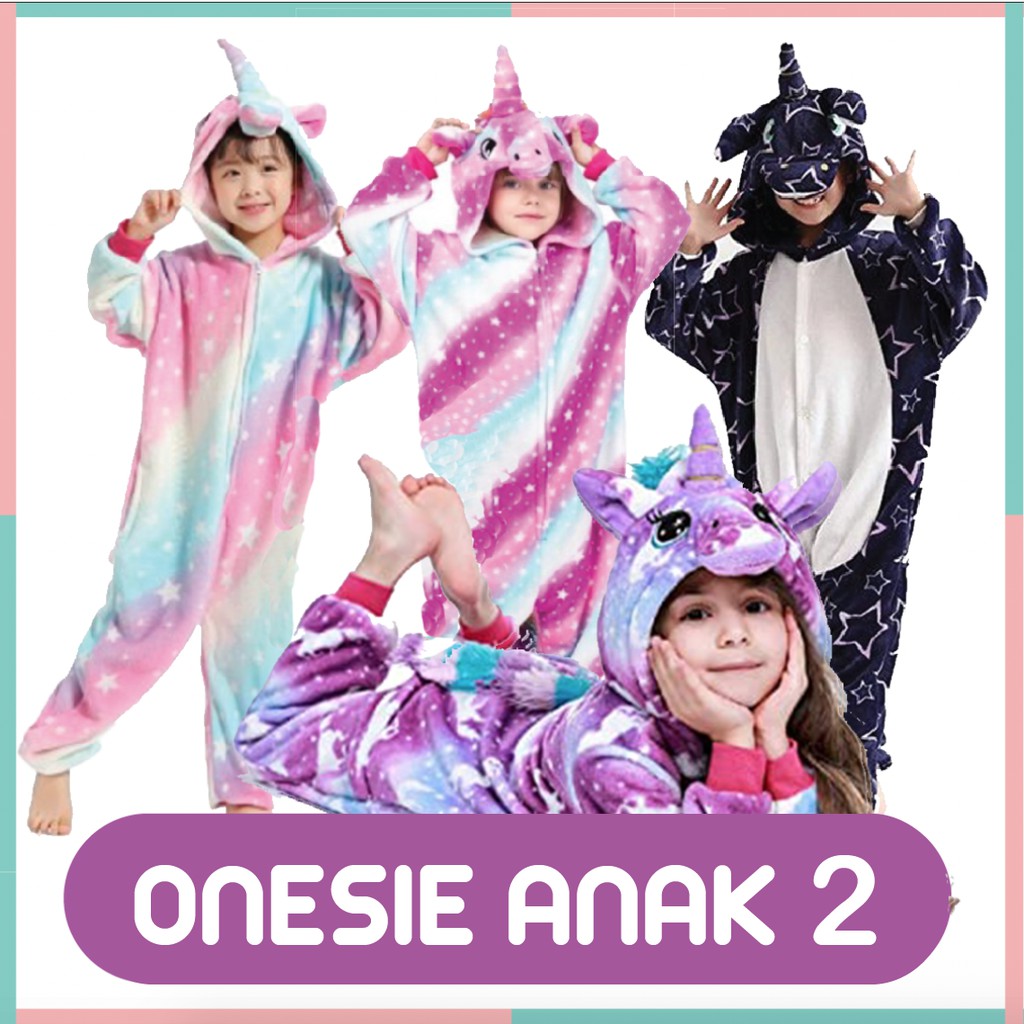 BAJU KOSTUM ONESIE PIYAMA ANAK KID UNICORN 2 | Shopee Indonesia