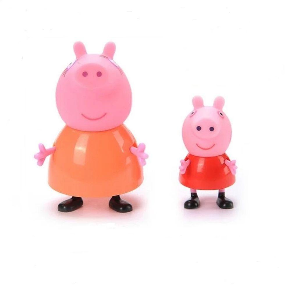 [Elegan] Mainan Babi Pink Anime Kartun Boneka Bergerak Mainan Anak Dekorasi Kue Model Kakek Nenek Mainan Babi