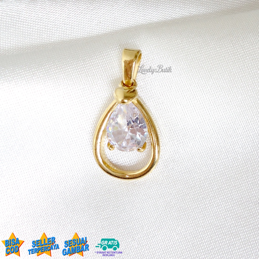 Lovelybutik -  Liontin Titanium Anti Karat Isabell4 Liontin Tanpa Kalung Titanium Model Terbaru Permata Zircon