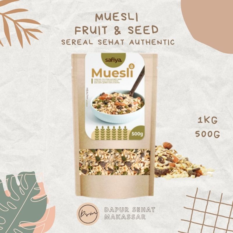 MAKASSAR 1kg Muesli sereal sehat buah kering dan bijian 1 kg 500 gram program diet dan penyembuhan diabetes imun booster/ready Makassar cod Makassar sereal sehat alami