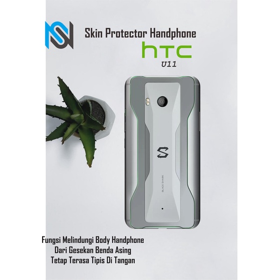 Isi 2pcs Garskin Hp HTC U11 Motif shark silver - Free Custom Motif