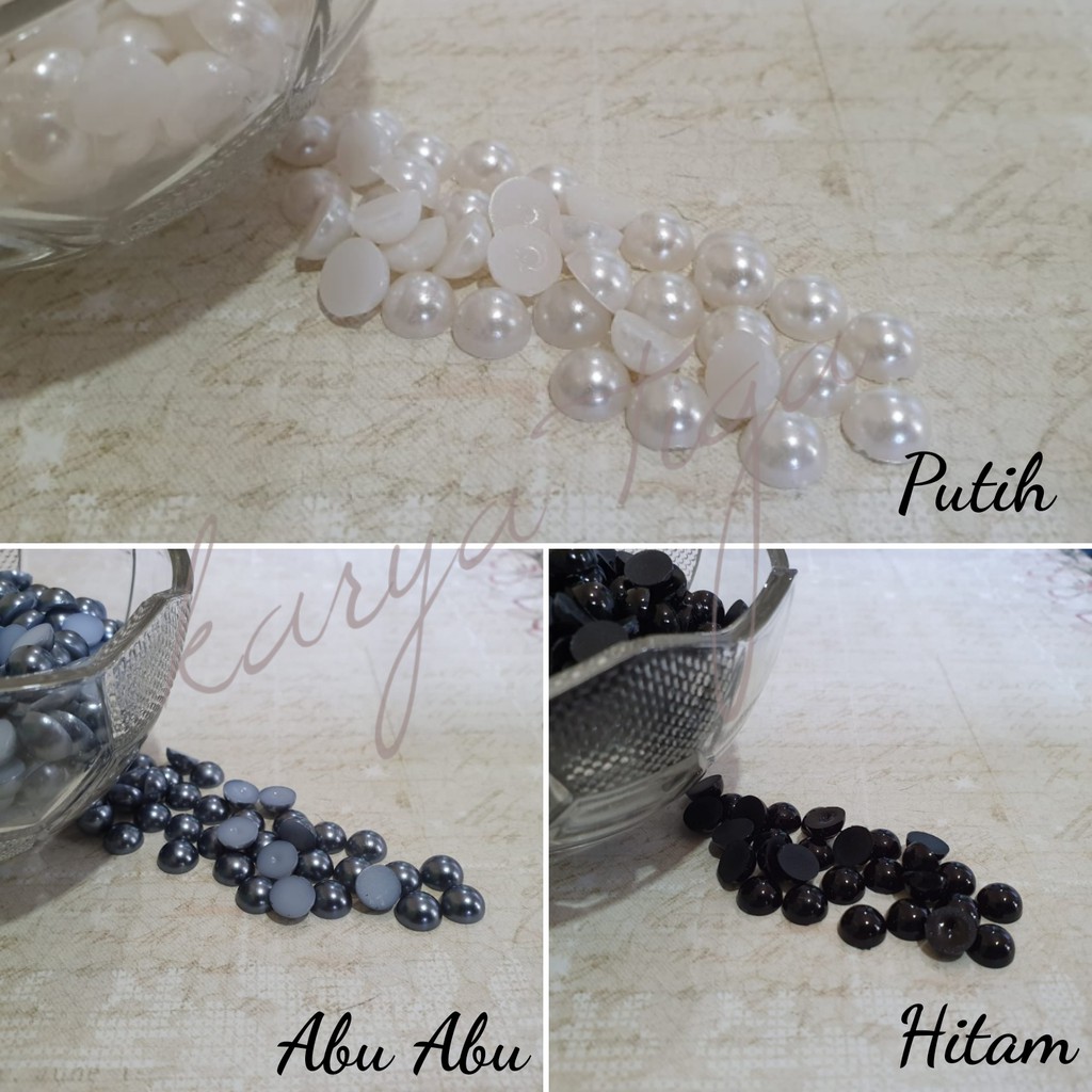 Mote Manik Mutiara Setengah / Sebelah 8 mm (1 Pon)