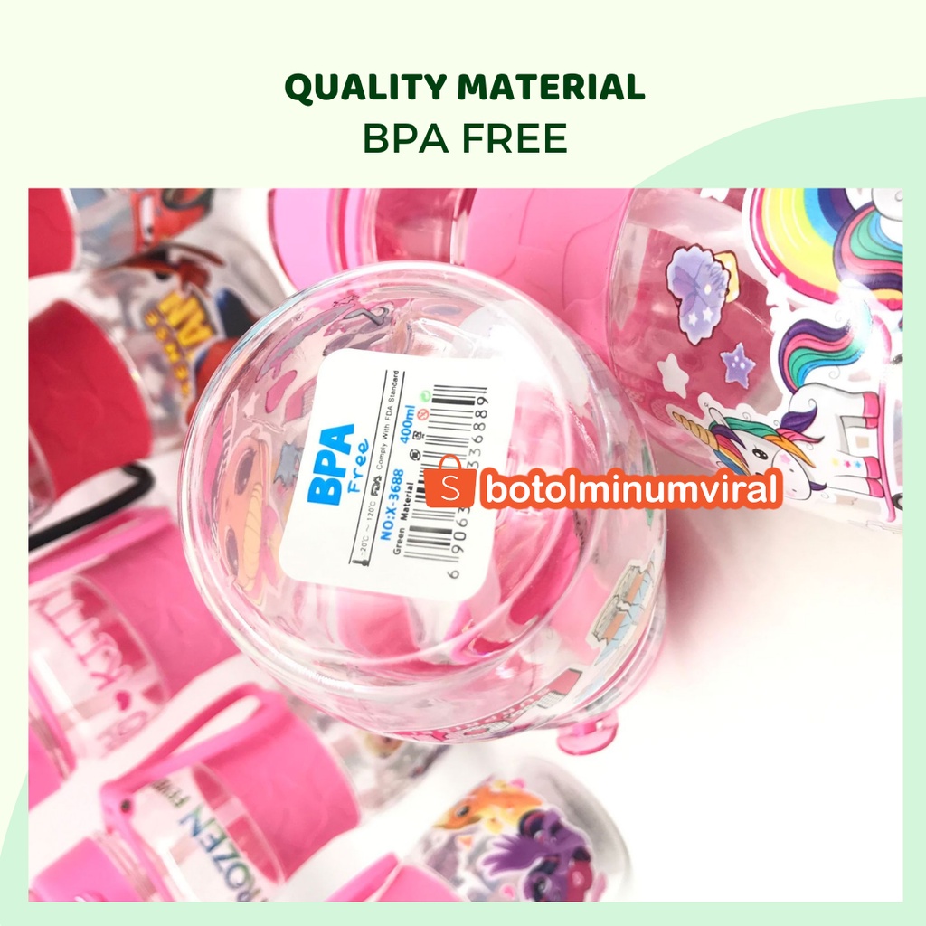 Botol Minum Viral Karakter Anak Sekolah TK SD Sedotan BPA FREE Import Kartun Suvenir Hadiah Kado