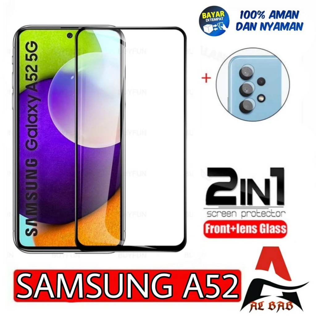 TEMPERED GLASS SAMSUNG A52 FULL COVER WARNA BONUS CAMERA PROTECTOR Screen Guard Samsung A52