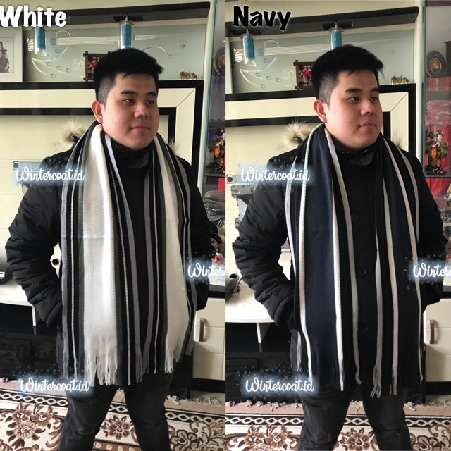 READY INDONESIA Syal Rajut Pria Men scarf winter cowok cashmere syal musim dingin panjang lipat