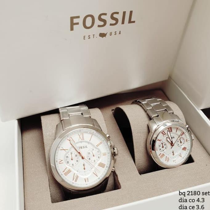 Kualitas Terbaik Jam Fossil Original ( Couple Set Silver) PROMO | CUCI GUDANG | ON SALE | BANTING