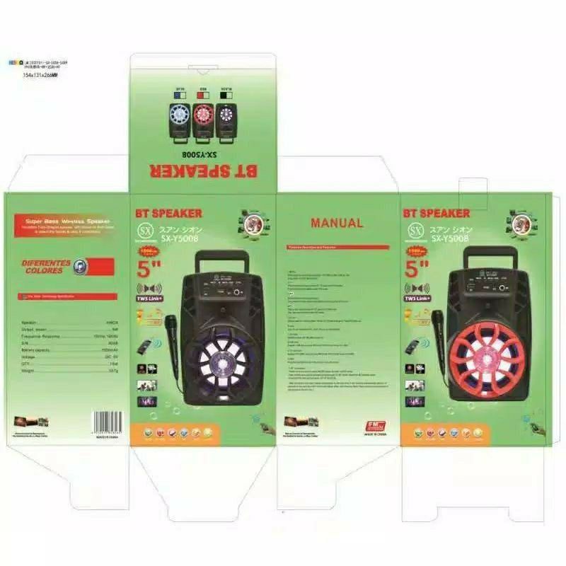Speaker Bluetooth SX-5008 5 Inch  Fleco FL-410 // Karaoke // FM Radio // USB // Aux // Tf Card // Lux Led