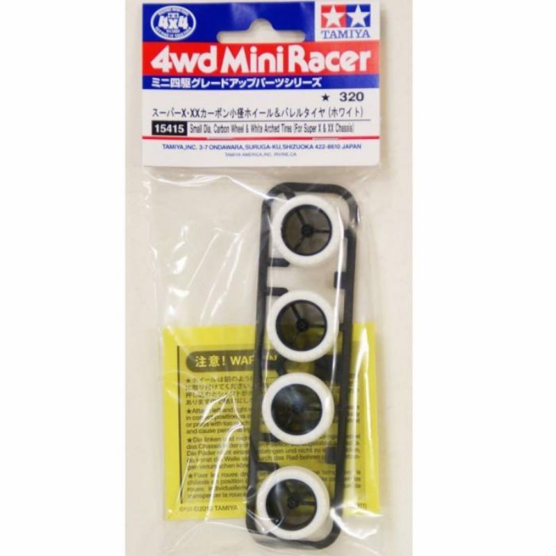 TAMIYA 15415 SMALL DIA CARBON WHELL &amp; WHITE ARCHED TIRE