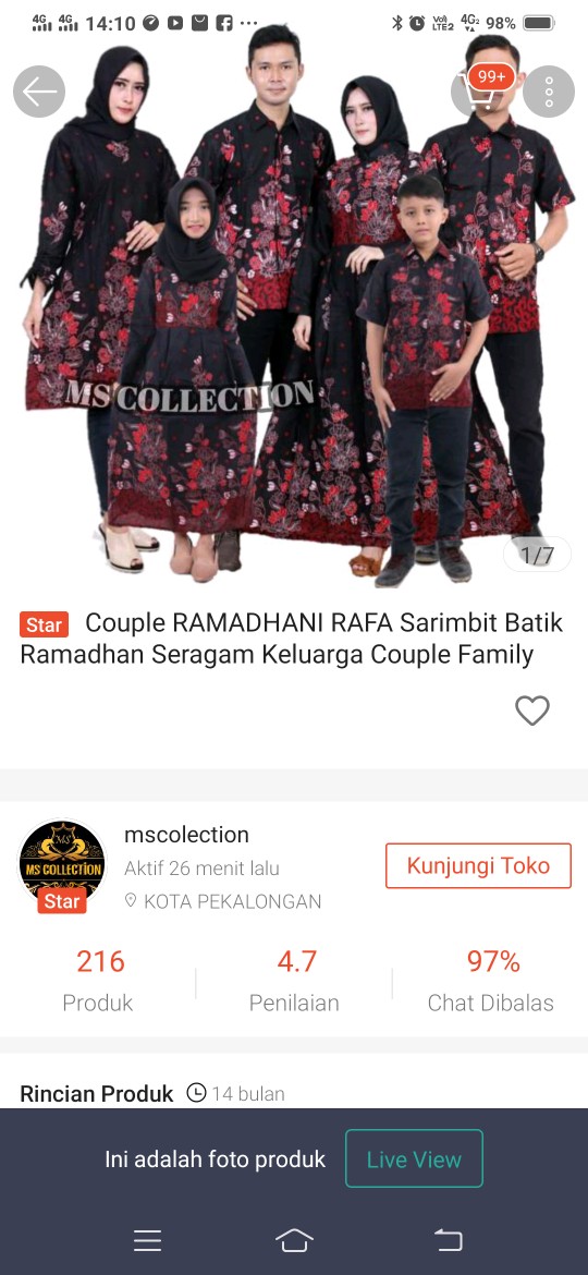 Couple Ramadhani Rafa Sarimbit Batik Ramadhan Seragam Keluarga Couple Family