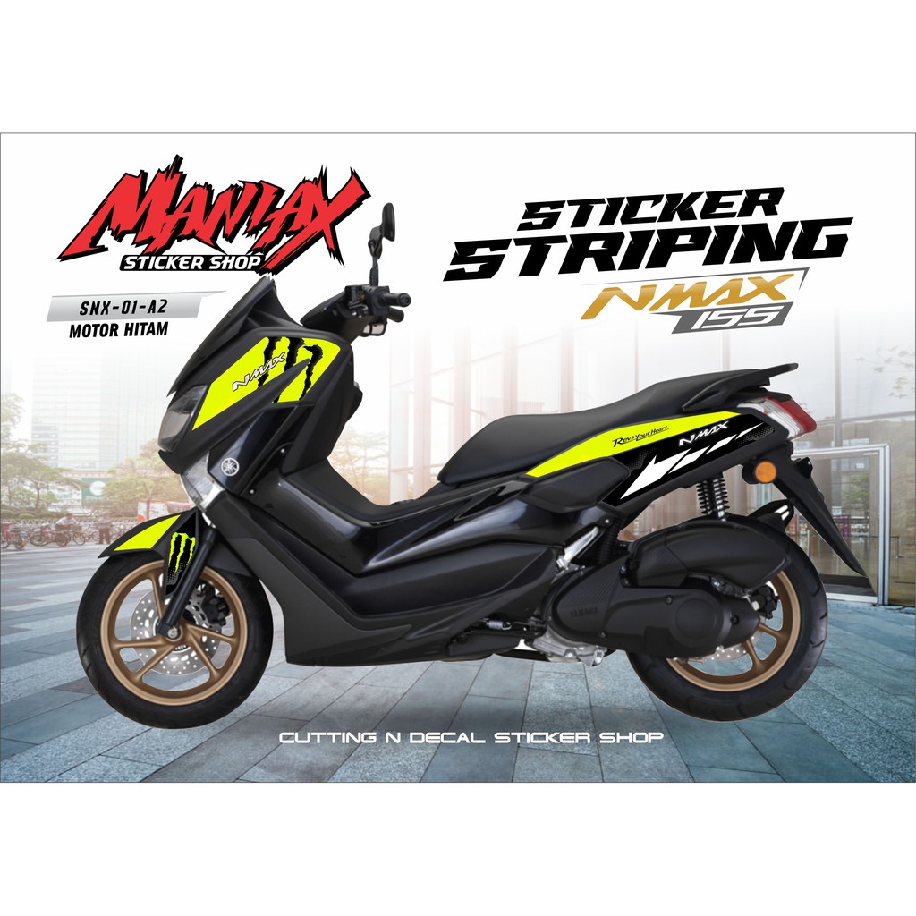[READY] Aksesoris Sticker Striping Yamaha Nmax Variasi Hijau Hitam - Striping Stiker Nmax Lama