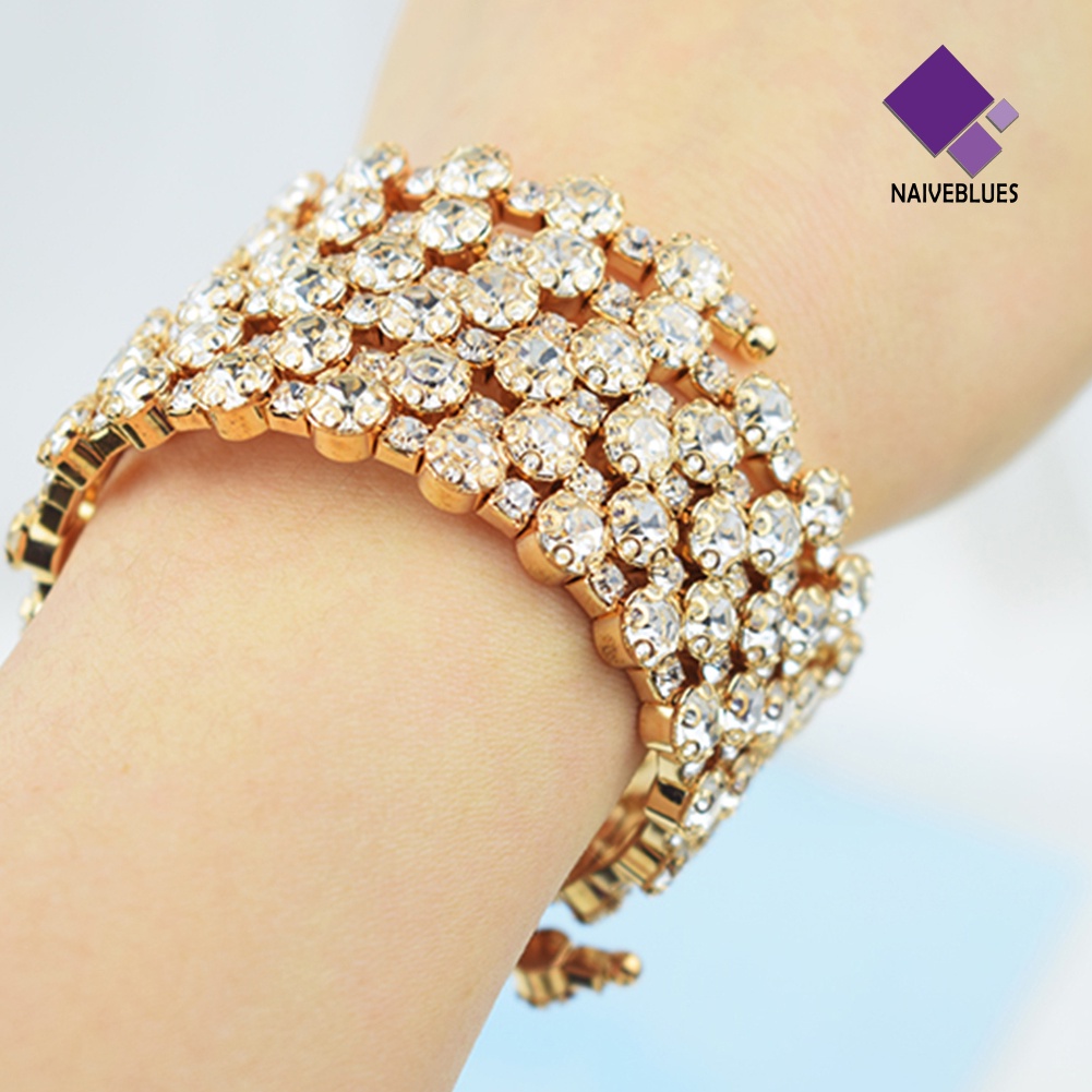 Gelang Bangle Cubic Zirconia Inlaid Baris Untuk Wanita