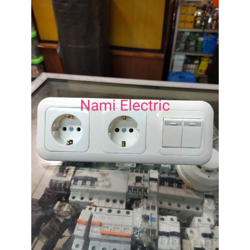 Stop Kontak Panasonic plus Saklar 3 Gang Putih