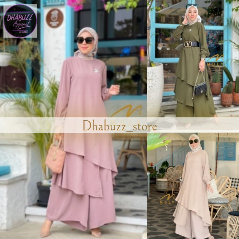 GAMIS DRESS WANITA ATASAN TUNIK KEMEJA WANITA TERBARU SONIA SET BY MDLY 3050