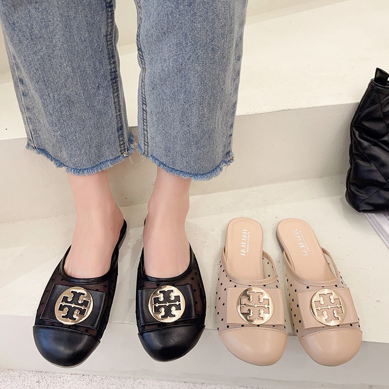 RYX - Polka Circle Sandal Flat Mules Fashion Casual - Ori Import