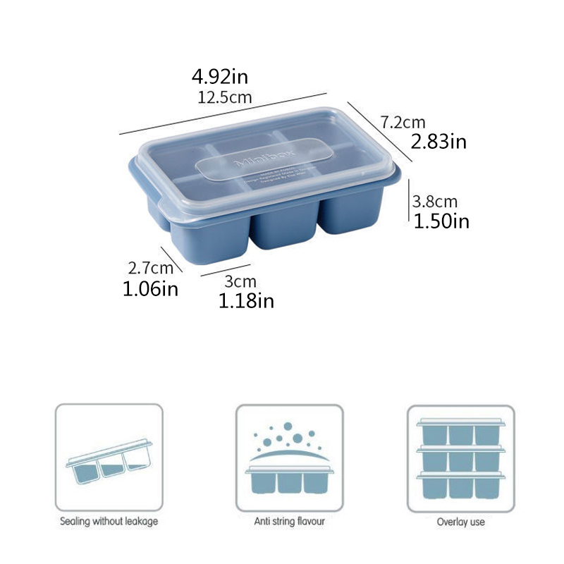 3pcs / Set Cetakan Es Batu Bentuk Persegi Bahan Silikon Dengan Tutup Untuk Aksesoris Dapur