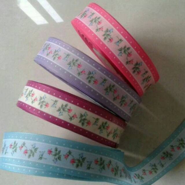 

Pita grosgrain 1" bunga list tepi bintik