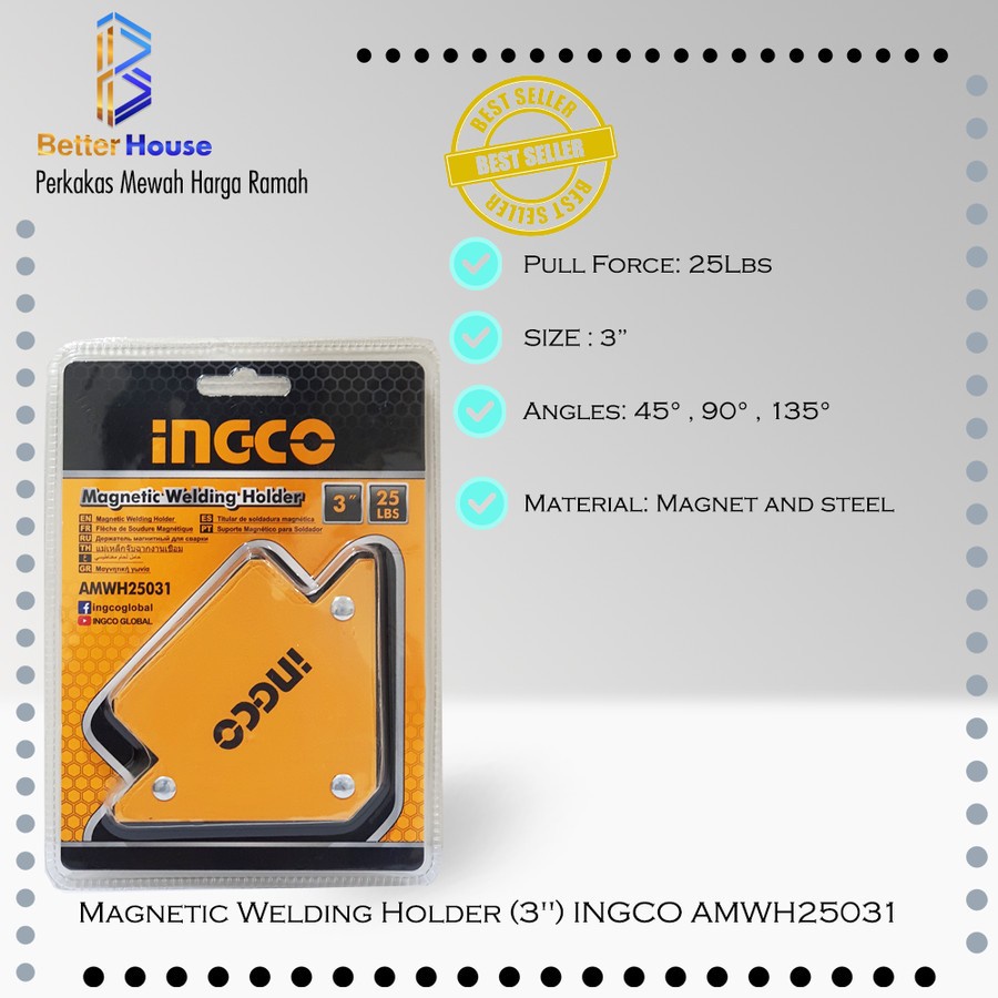 Magnetic Welding Holder 3" INGCO AMWH25031 Siku Magnet Las Arrow