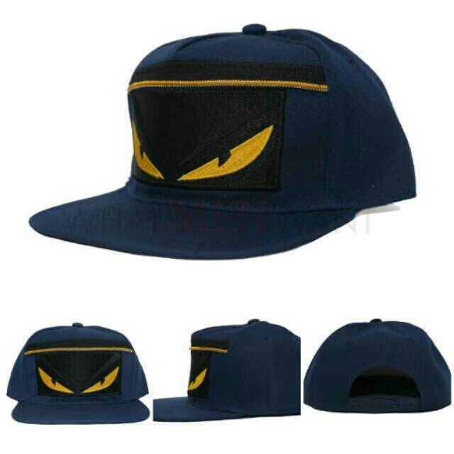 Topi Snapback Fendi Monster Zipper Navy