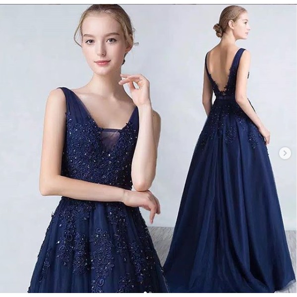 Gaun Pesta Navy Blue