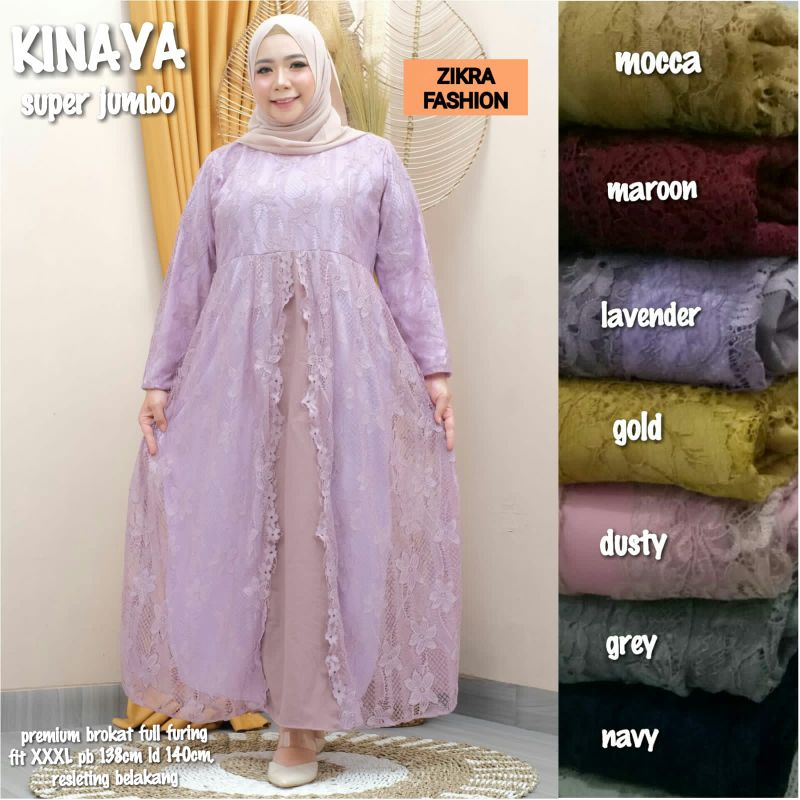 KINAYA KEBAYA SUPER JUMBO/ DRESS BROKAT JUMBO/ DRESS KONDANGAN JUMBO/ LD 140 PJ 138/ PREMIUM BROKAT