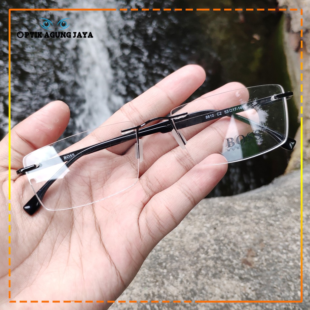 EXCLUSIVE ( GRATIS LENSA )Frame Kacamata Bor Frameless HG | LIMITED | Premium