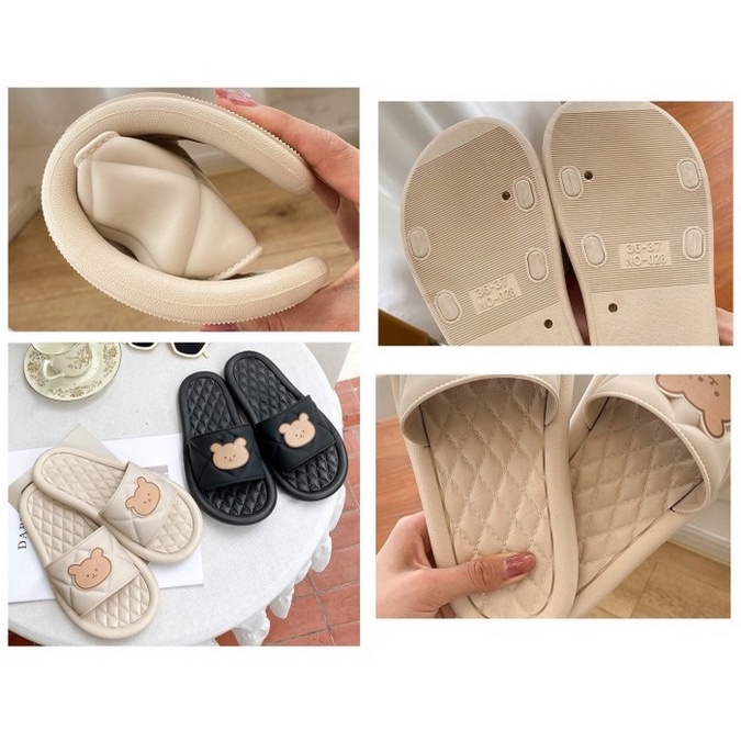 ONLYONE12 Sandal Karet Slop Pria Wanita / Sandal Motif Bear Hello / Home Sandals Anti Slip