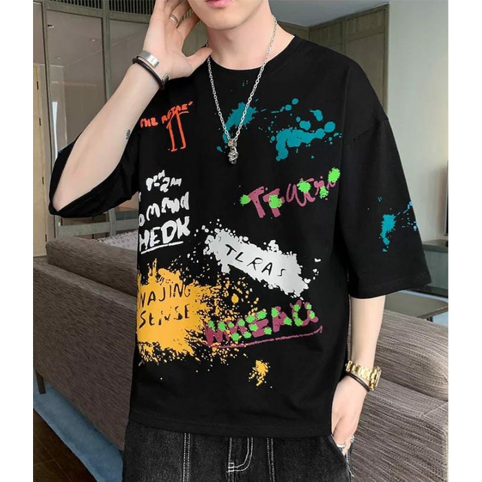 AMOSJKT28.ATASAN LENGAN PENDEK/BAJU PRIA/KAOS PRIA OVERSIZE TLRAS XL