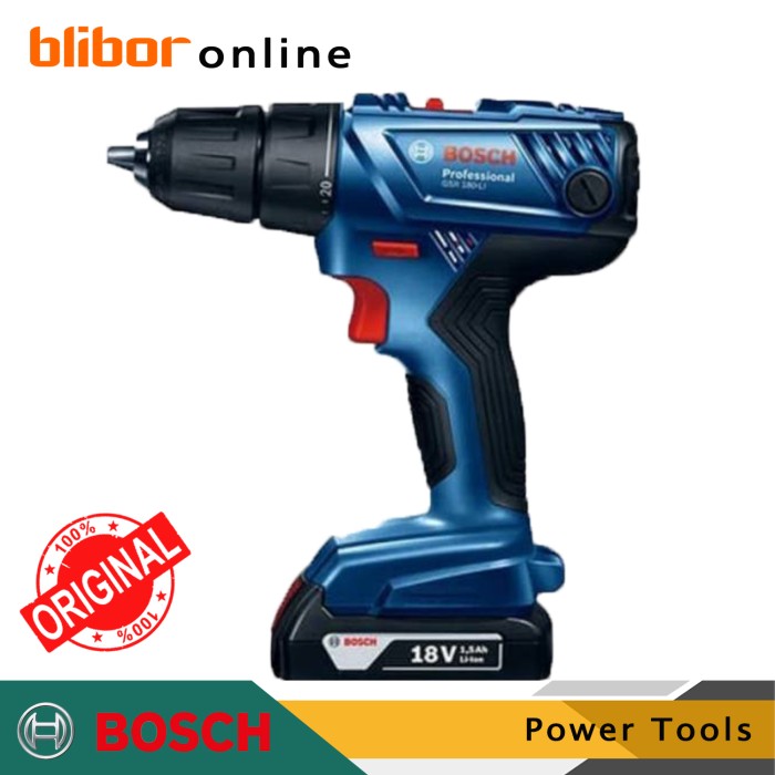 Bosch Mesin Bor Baterai Cordles GSR 180-Li , Original 