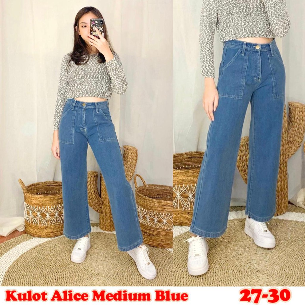 Kulot Jeans Kantong Tempel Alice Medium Blue
