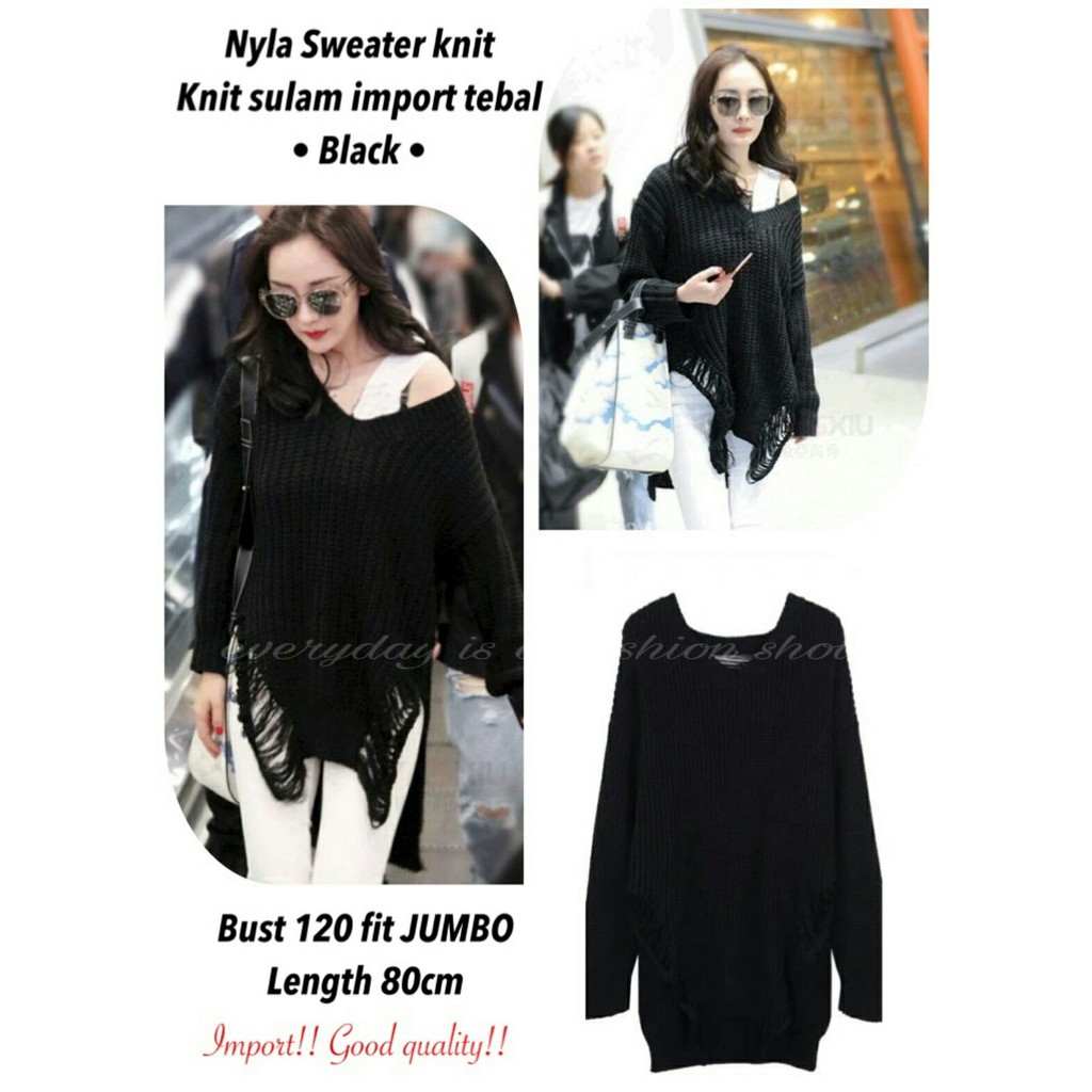 Sweater Outer Luaran Hoodie Nyla Knit Import Jumbo Bigsize Perempuan Cewe Murah
