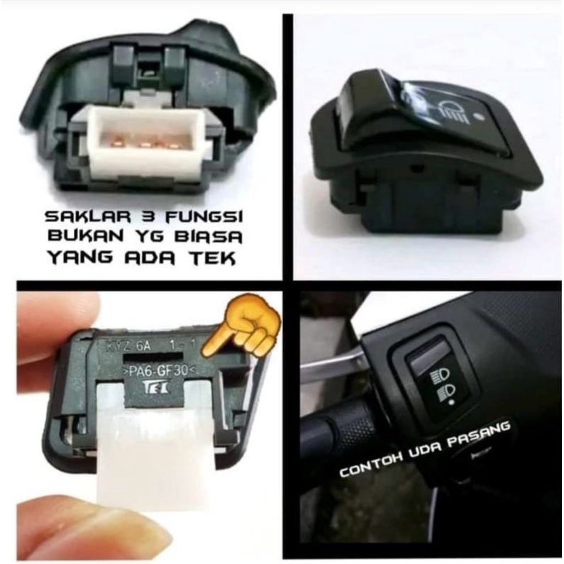 SAKLAR LAMPU TOMBOL DIM TIGA TITIK BEAT F1 ESP VARIO 125 LAMA REVO BLADE