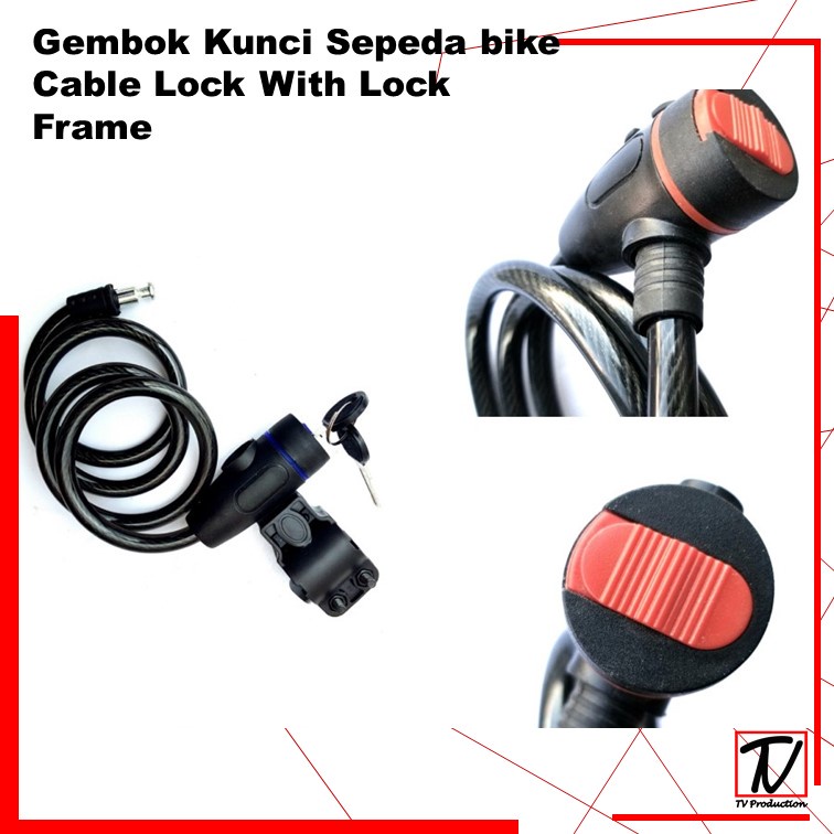 TERMURAH Gembok Kunci Sepeda bike Cable Lock With Lock Frame