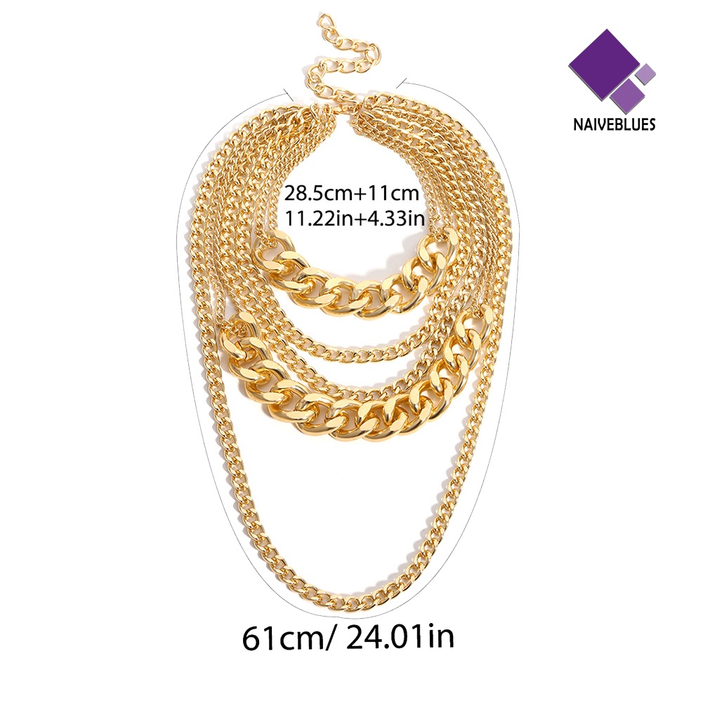 Kalung Rantai Multilayer Gaya Punk Rock Hip-hop Untuk Wanita