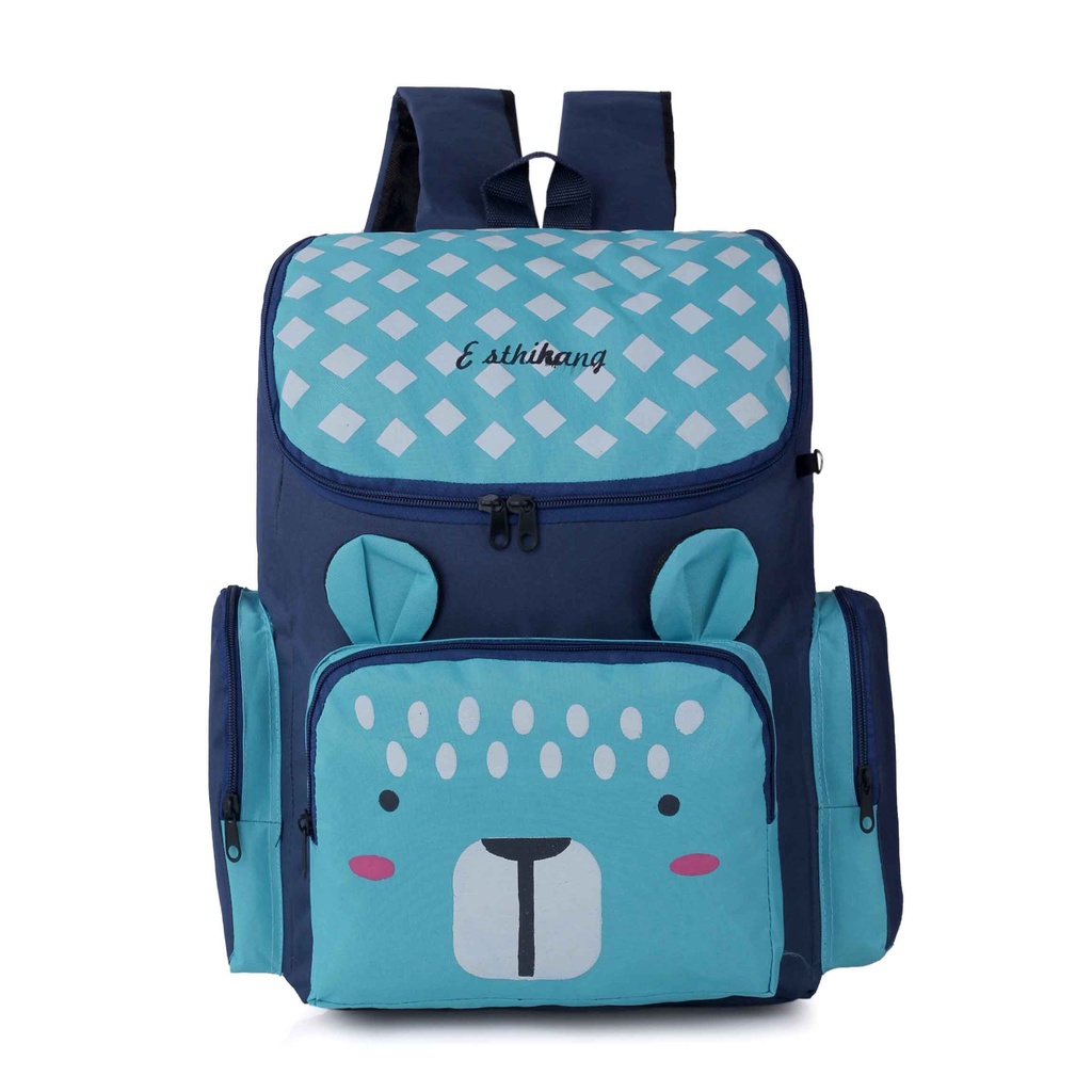 Tas Ransel Anak Sekolah TK SD Gookids BR610 Karakter Beruang Backpack Warna Biru