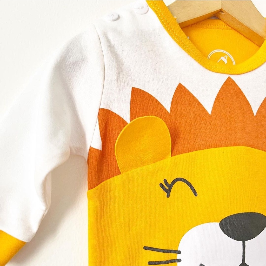 Setelan Jumper Baju Bayi Laki Laki 0 6 bulan Motif Singa Lucu dan Gemesin Bahan Adem-2