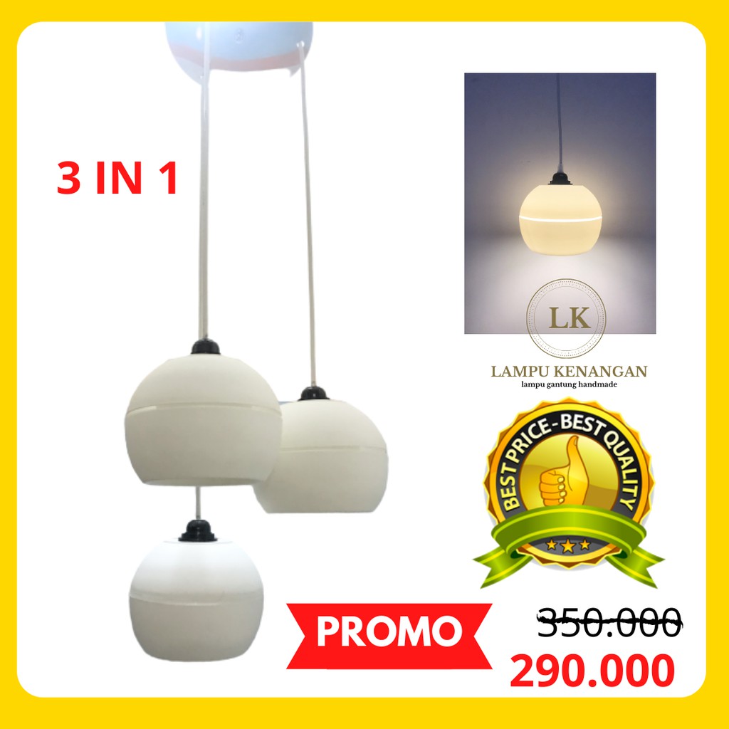  LAMPU  GANTUNG  HIAS CAFE MINIMALIS  MODERN ANTIK IKEA 3 IN 1 