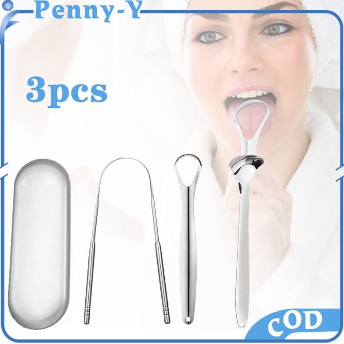 (:(:(:(] 3pcs Pembersih Lidah Stainless Sikat Pembersih Lidah Scraper