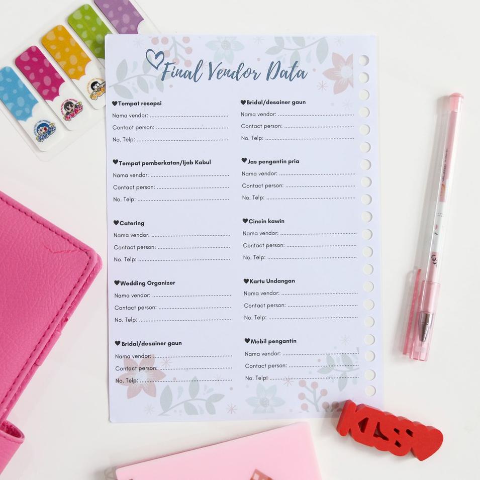 

[IS758] Wedding Planner / Kertas Binder Loose Leaf A5 & B5 / Sehati Planner [rq -984]