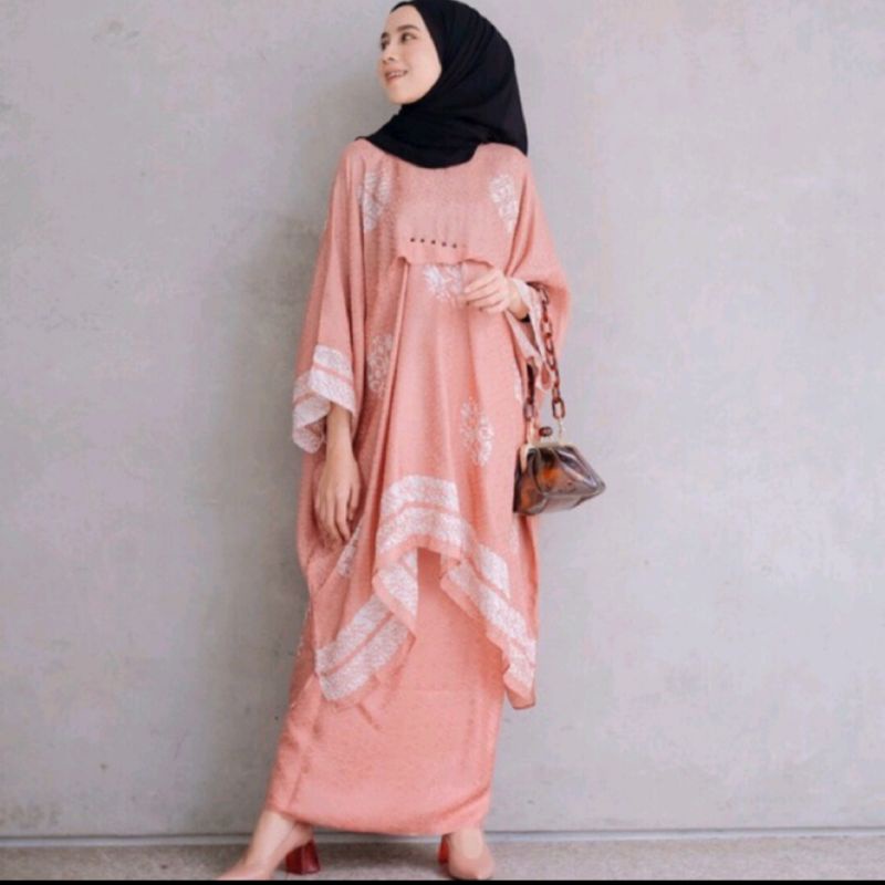 Satu Set Slampad Grey In Medium Purple | Satu Set Kaftan Batik Viscose Slampad Truntum | Ada Couple