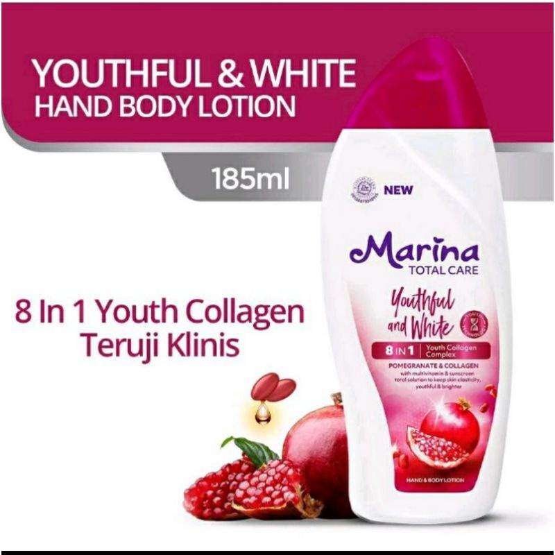 [Ready original 100%] MARINA Hand & Body Lotion UV White Lotion Total Care Youthful & White 185ml