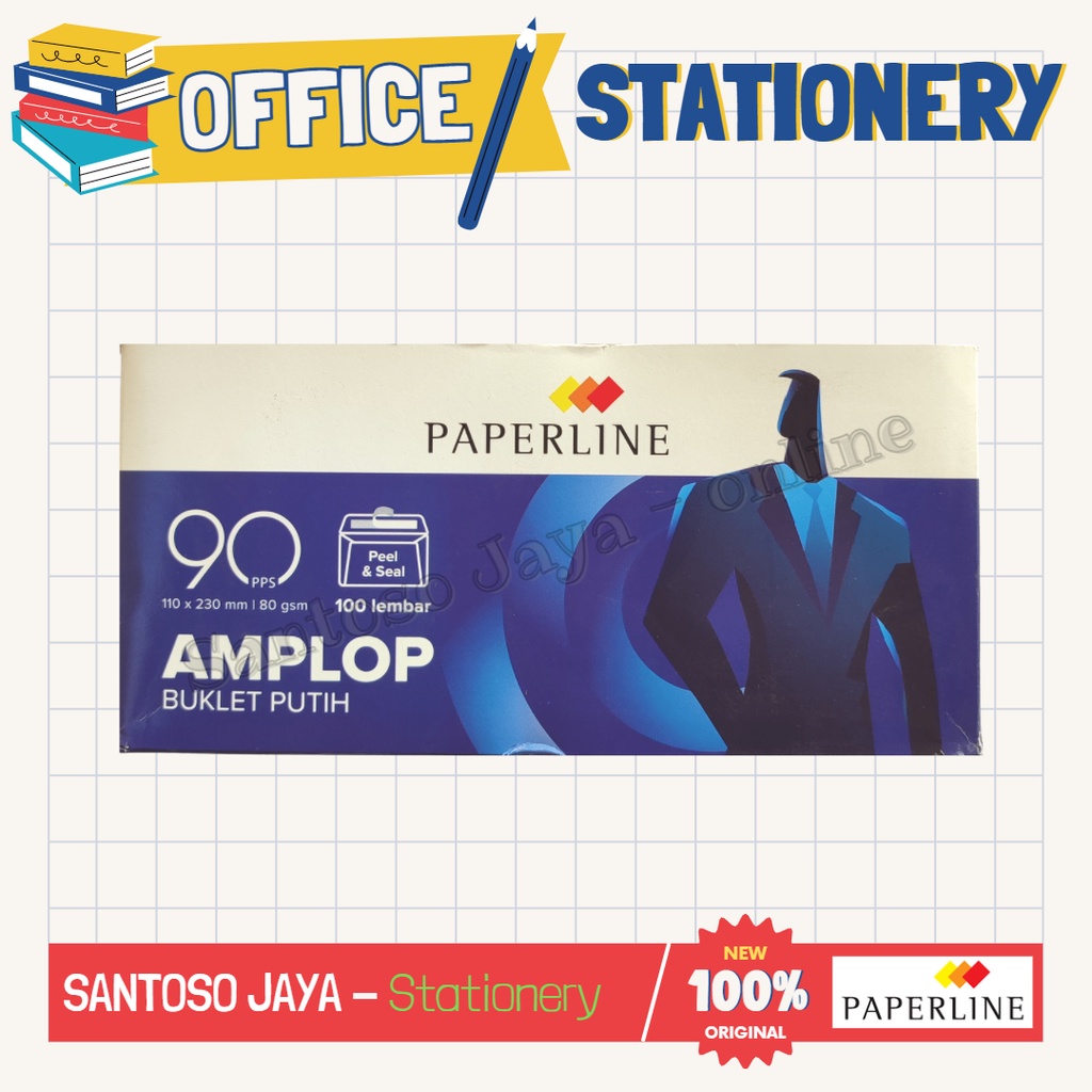 

Amplop Putih PAPERLINE Besar 90 PPS - Envelope 110 x 230 mm - 1 PAK