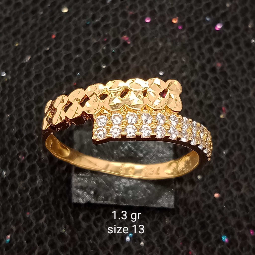 Cincin Emas 17K - 1.3 gr Kadar 750 - 333